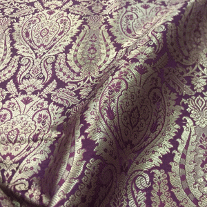 Wine Banarsi Silk Brocade