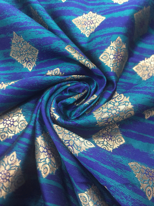 Blue Banarsi Silk Brocade
